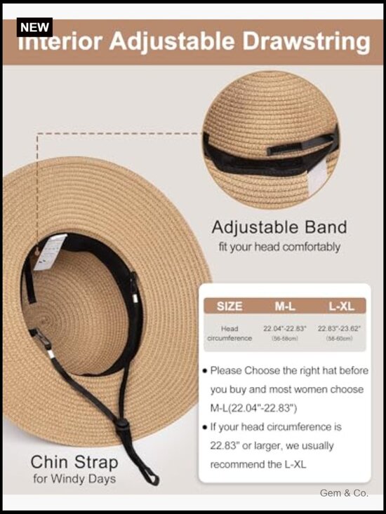Women\'s UV Protection Wide Brim Straw Sun Hat Packable main image 7